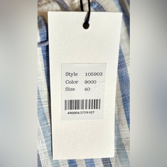 NWT Sita Murt Linen Blue & White Striped Midi Pull-On Skirt w/ Drawstring 8 (40) - Picture 9 of 15